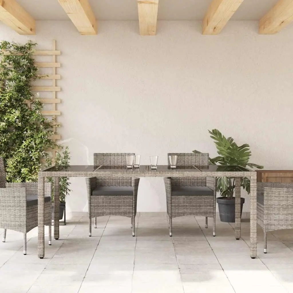 Grey Garden Table with Glass Top