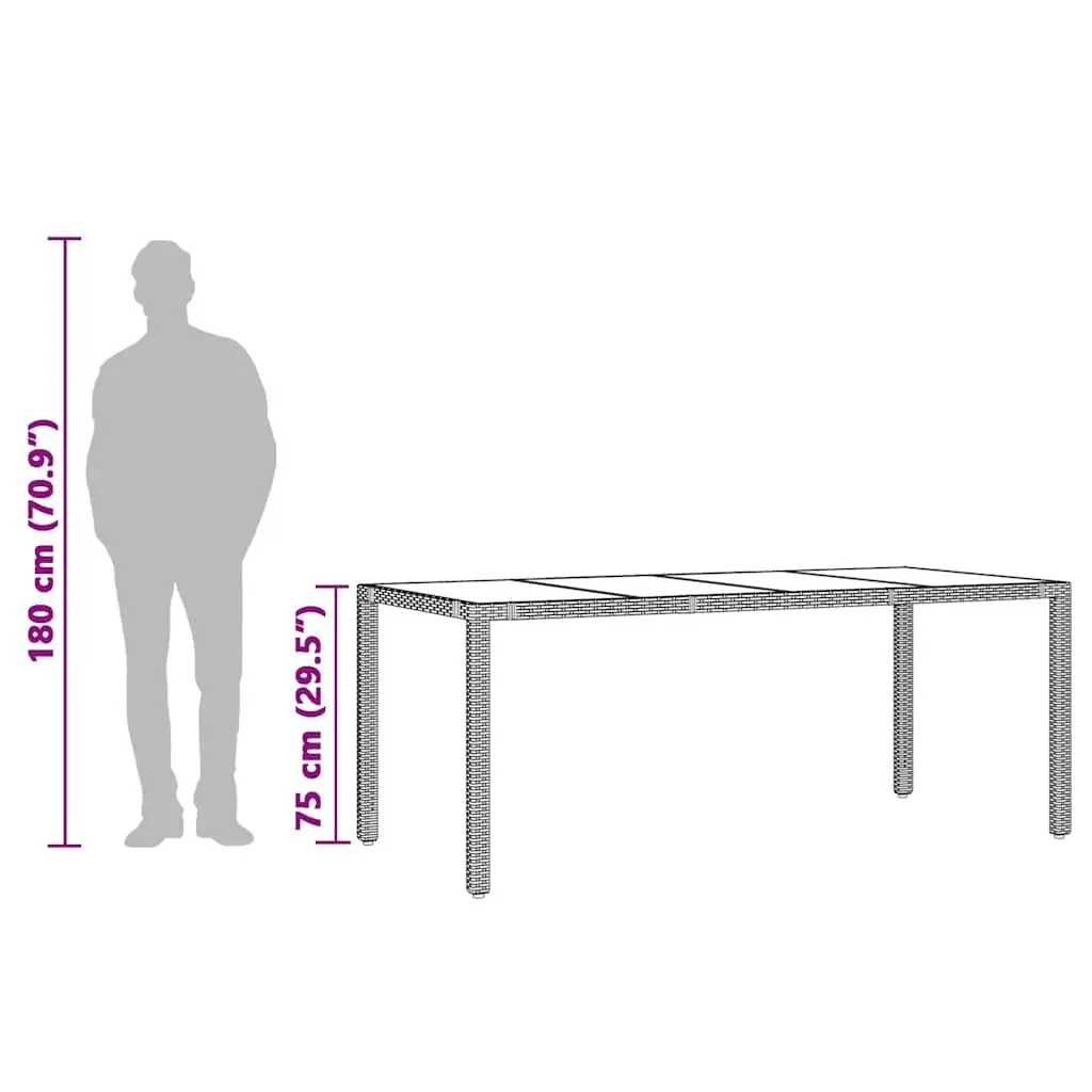 Grey Garden Table with Glass Top