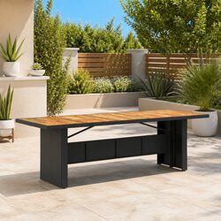 Black Dining Table with Rattan Frame