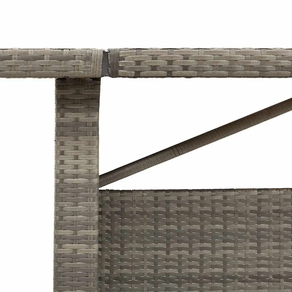 Garden Table Outdoor Patio Furniture Grey Poly Rattan Acacia Wood Top