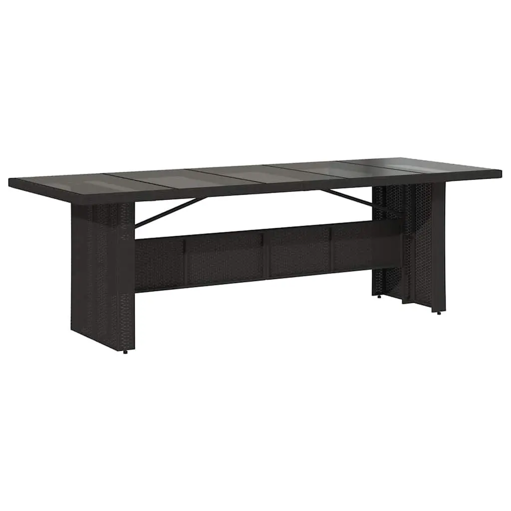 Garden Table Outdoor Patio Furniture Black Poly Rattan Glass Top 240x90x75cm