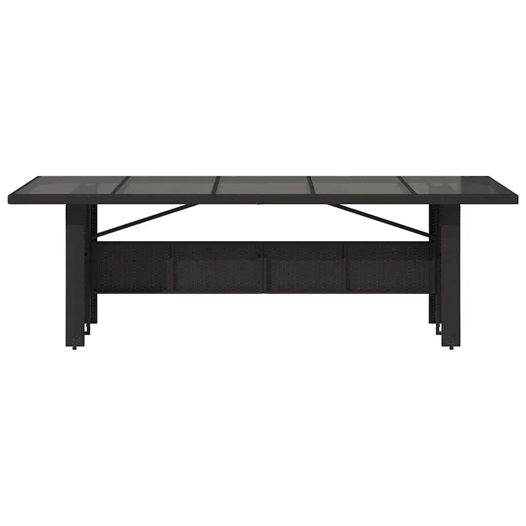 Garden Table Outdoor Patio Furniture Black Poly Rattan Glass Top 240x90x75cm