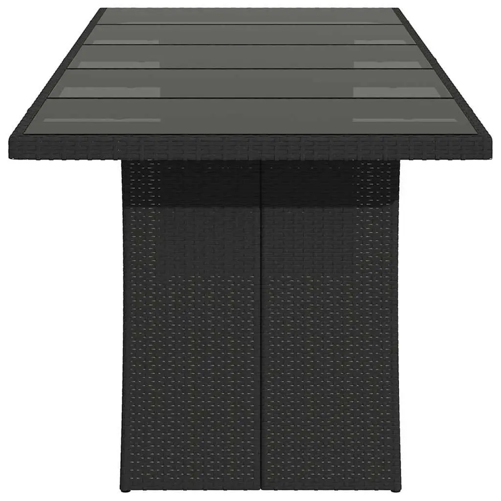 Garden Table Outdoor Patio Furniture Black Poly Rattan Glass Top 240x90x75cm