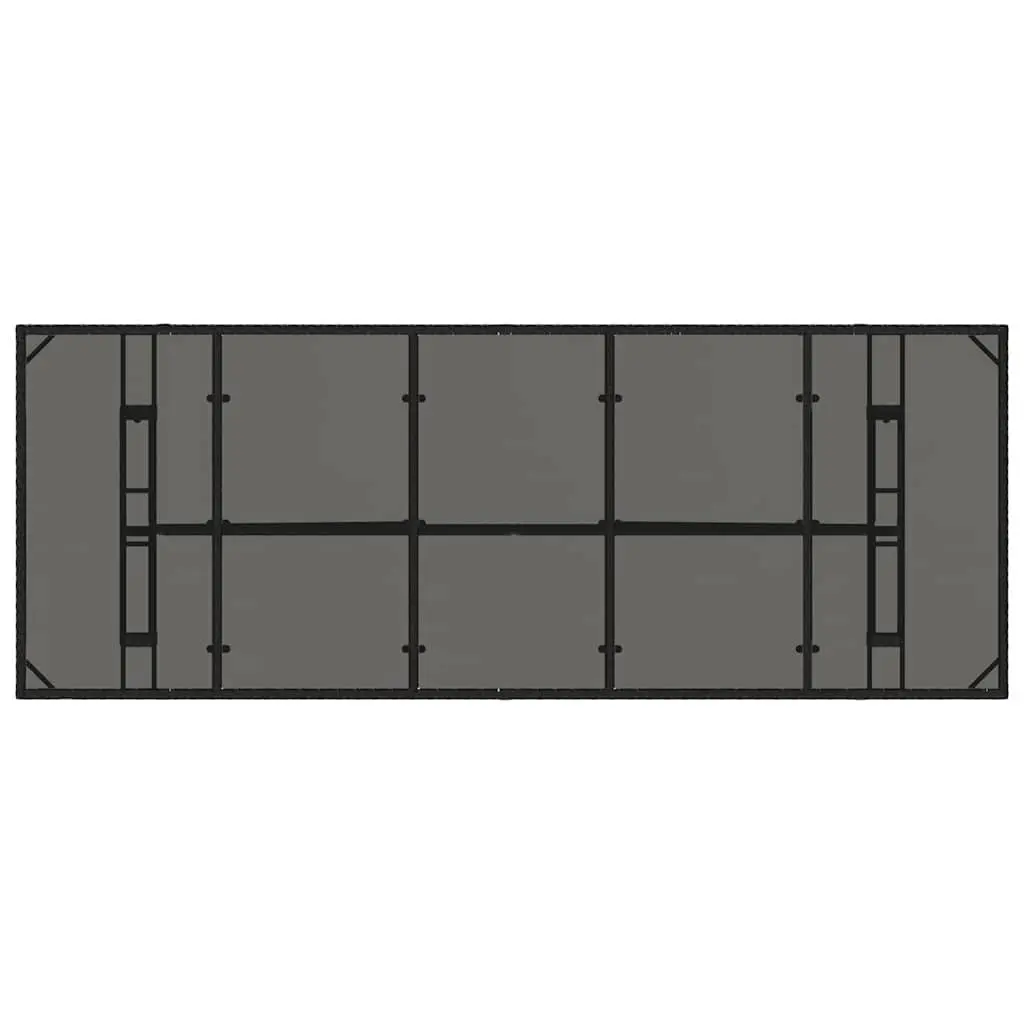 Garden Table Outdoor Patio Furniture Black Poly Rattan Glass Top 240x90x75cm