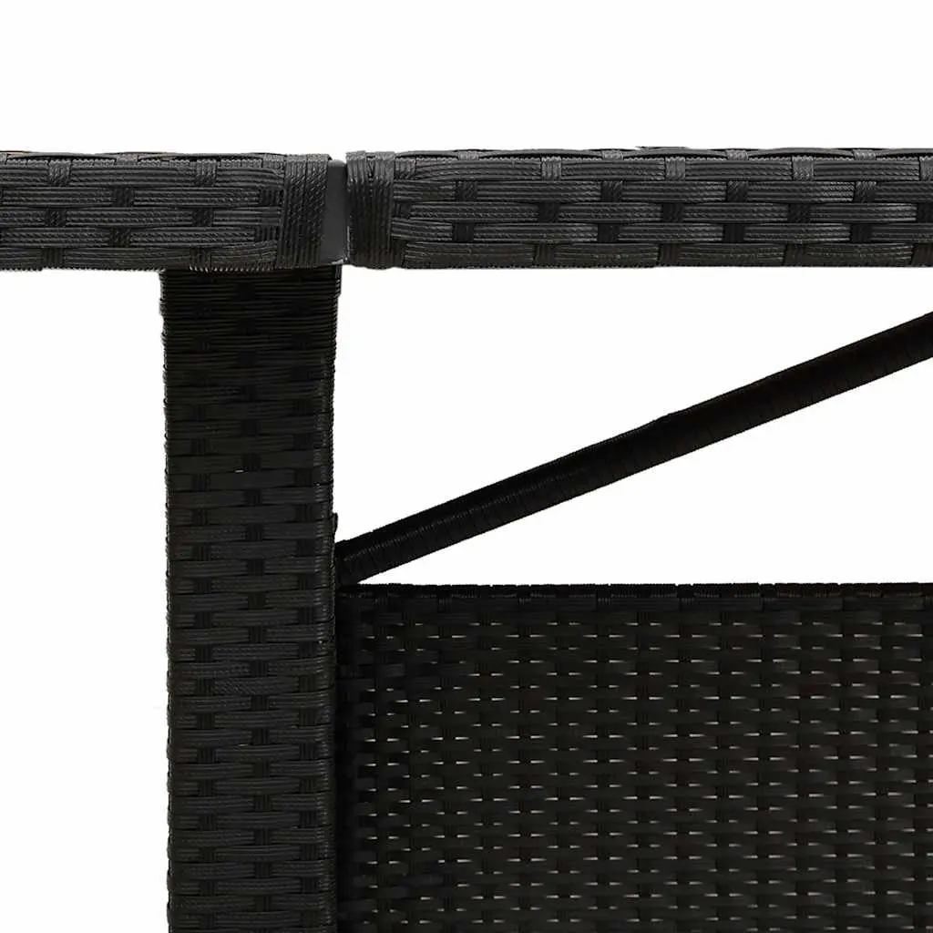 Garden Table Outdoor Patio Furniture Black Poly Rattan Glass Top 240x90x75cm