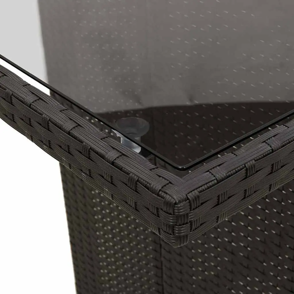 Garden Table Outdoor Patio Furniture Black Poly Rattan Glass Top 240x90x75cm