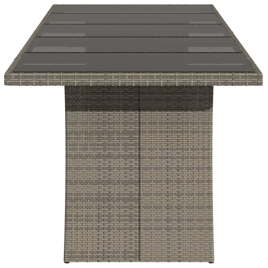 Garden Table Outdoor Patio Furniture Glass Top Grey Poly Rattan 240x90x75cm