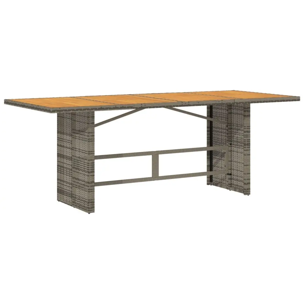Garden Outdoor Table Poly Rattan Frame Acacia Wood Top Patio Furniture Grey