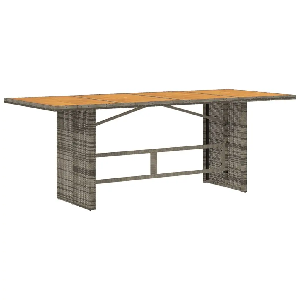 Garden Outdoor Table Poly Rattan Frame Acacia Wood Top Patio Furniture Grey