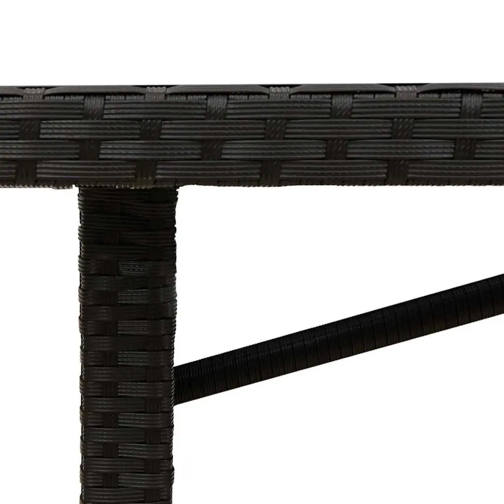 Garden Outdoor Table Black Poly Rattan Glass Top Patio Furniture 190x80x75cm