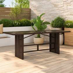 Efficient Brown Outdoor Garden Table with Glass Top