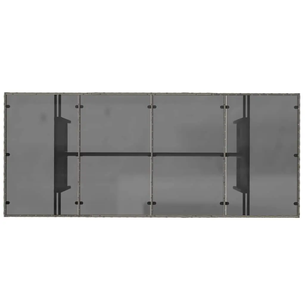 Garden Table with Glass Top Outdoor Patio Furniture Grey Poly Rattan 190x80x75cm