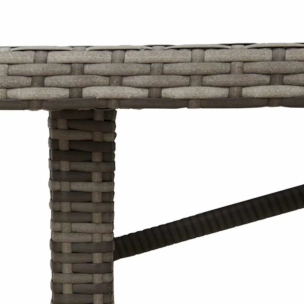 Garden Table with Glass Top Outdoor Patio Furniture Grey Poly Rattan 190x80x75cm