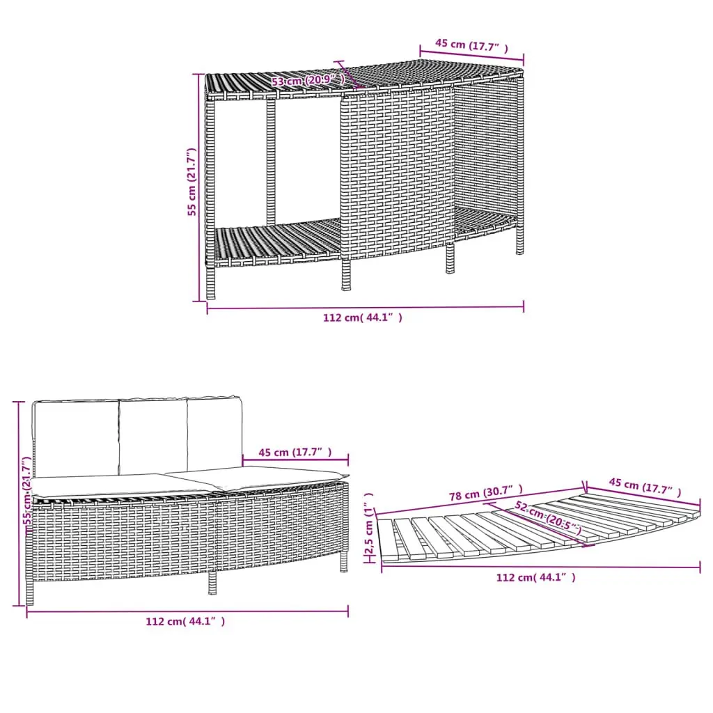 Hot Tub Surround Black Poly Rattan Storage Rack Wooden Step Garden Bench