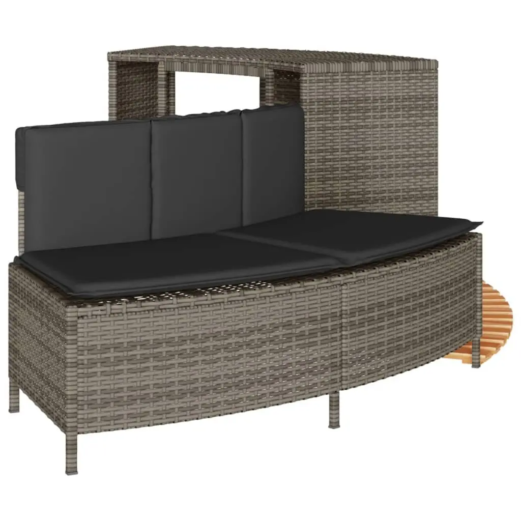 Hot Tub Surround Grey Poly Rattan Storage Rack Step Garden Bench Outdoor