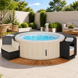 Compact Hot Tub Surround with Storage and Step