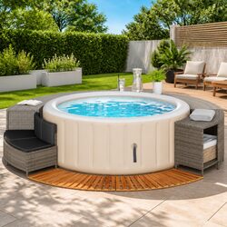 Compact Hot Tub Surround with Storage Bench – Grey Finish