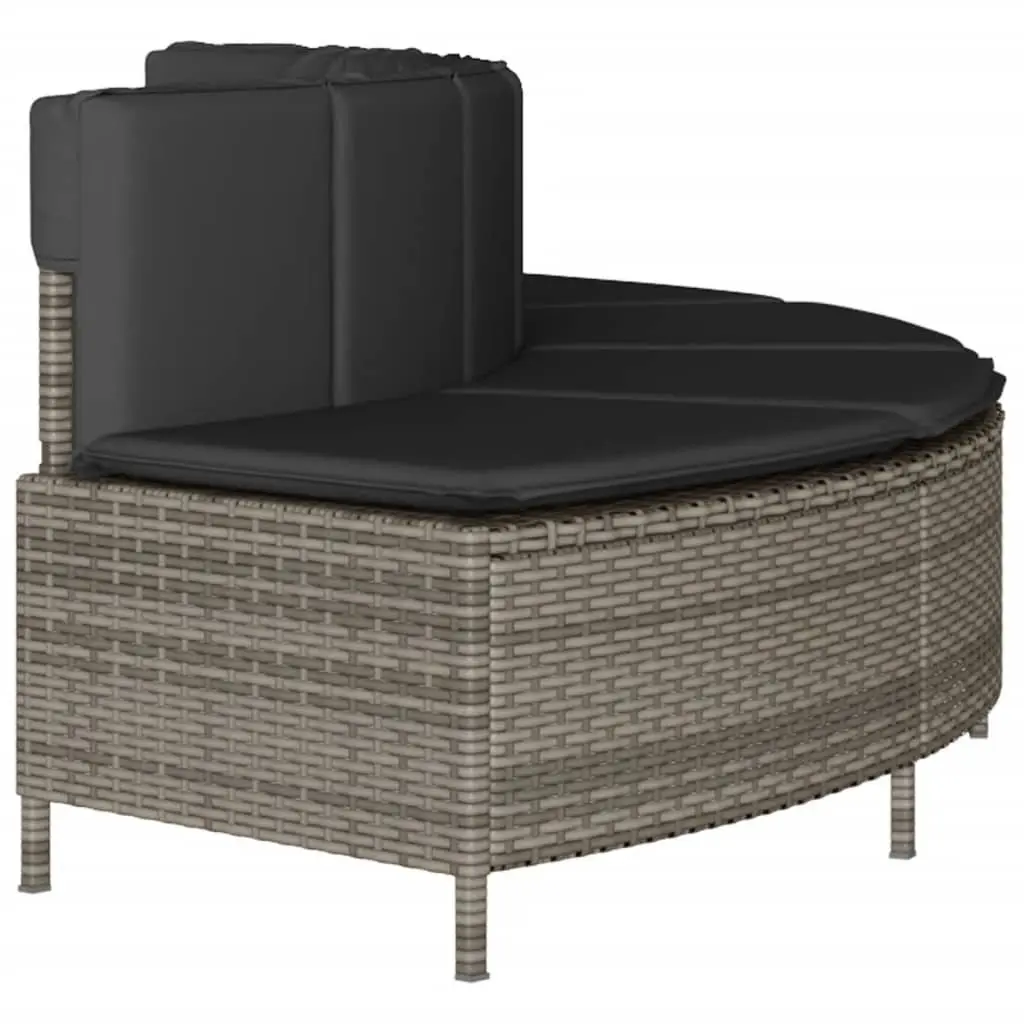 Hot Tub Benches Grey 2 pcs Poly Rattan Outdoor Garden Furniture with Cushions