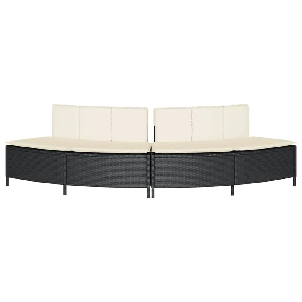 Hot Tub Benches Black Rattan 2 pcs Removable Cushions Outdoor Seating