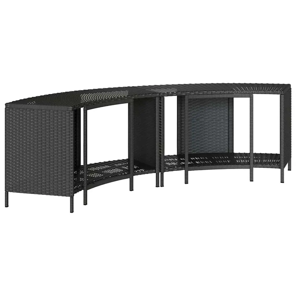 Hot Tub Storage Shelves 2 Pieces Outdoor Garden Furniture Poly Rattan Black Set