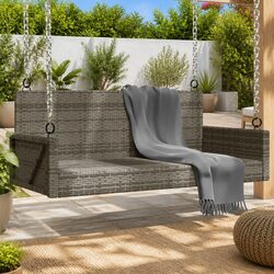 Concise Grey Outdoor Swing Bench for Relaxation