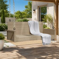 Beige Swing Bench for Outdoor Enjoyment