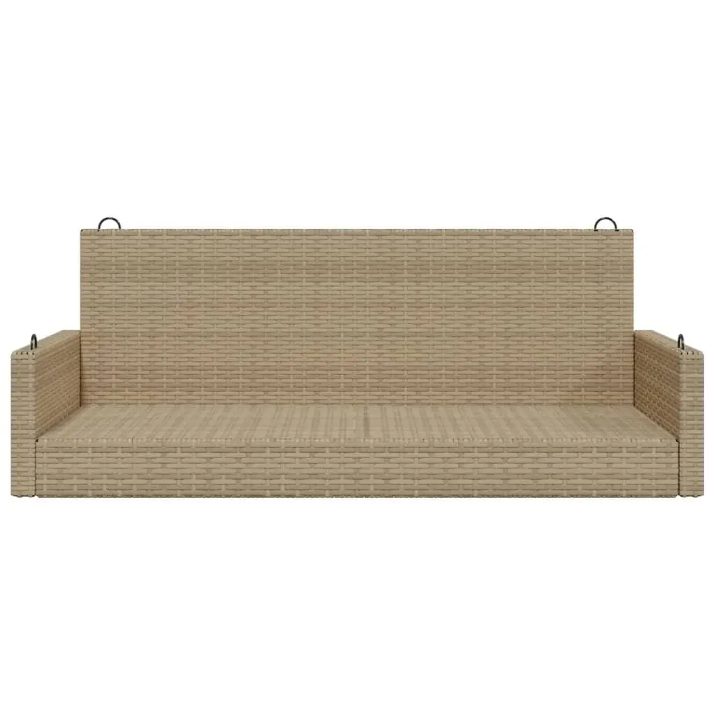 Outdoor Swing Bench Beige Poly Rattan Garden Hanging Seat