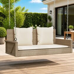 Concise and Durable Outdoor Swing Bench with Cushions