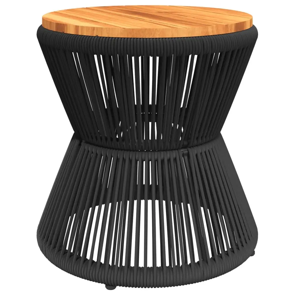 Coffee Table Black Round Ø 45x44 cm Solid Acacia Wood Top Steel Wire Base