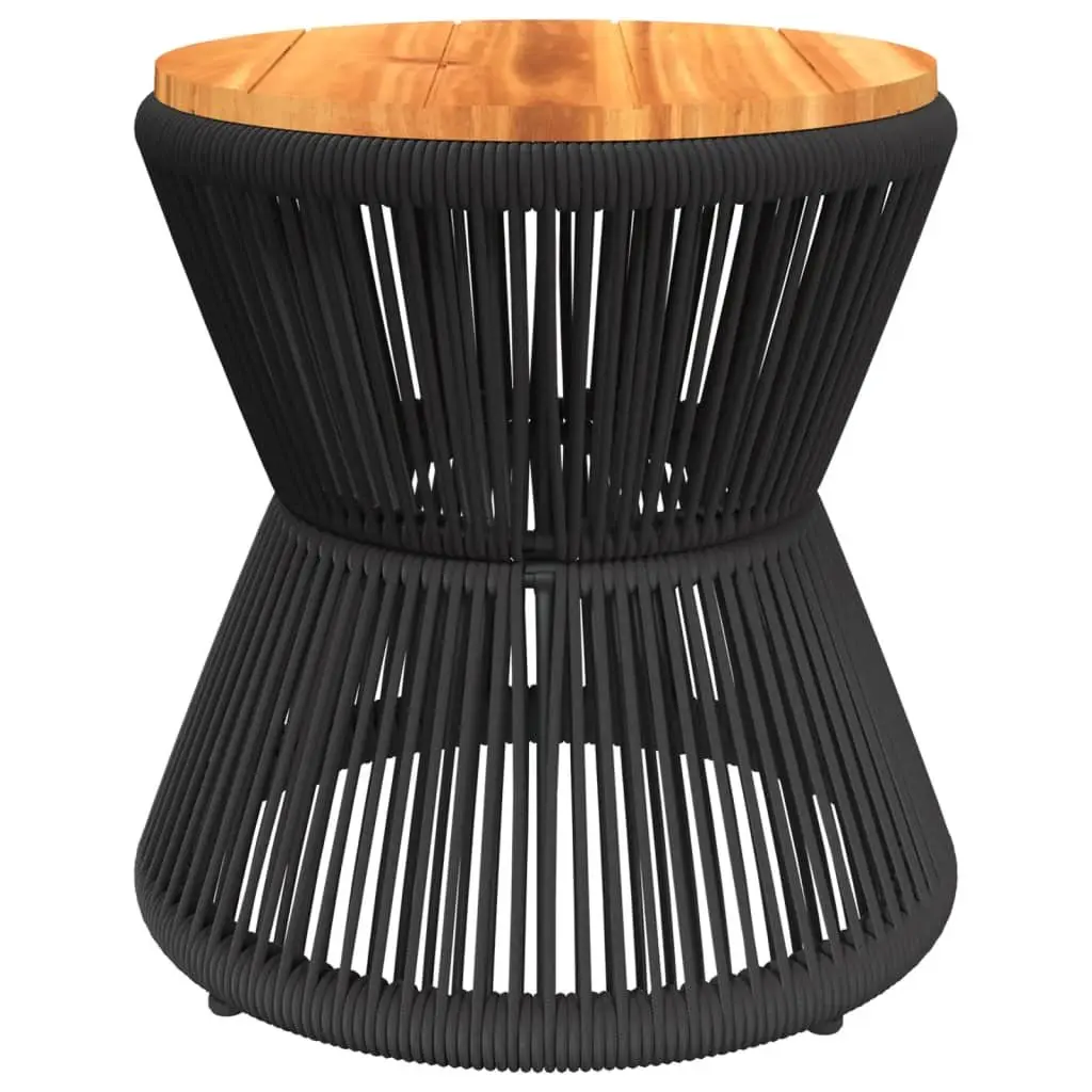 Coffee Table Black Round Ø 45x44 cm Solid Acacia Wood Top Steel Wire Base