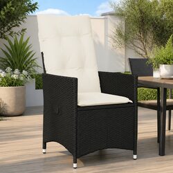 Reclining Outdoor Garden Chair with Cushions Black Poly Rattan Adjustable