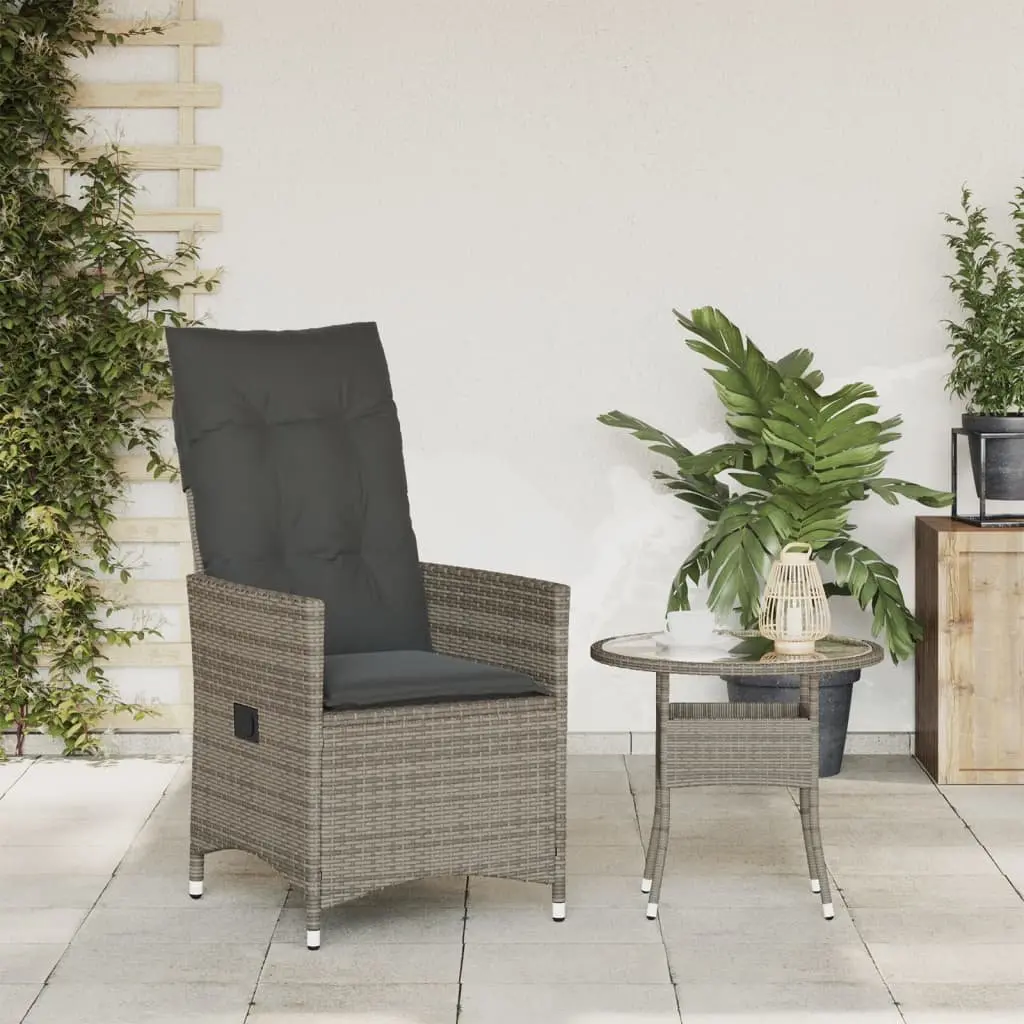 Reclining Garden Chair Grey Adjustable Backrest Cushions