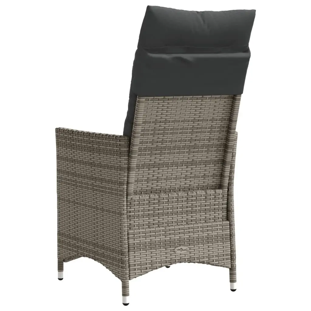 Reclining Garden Chair Grey Adjustable Backrest Cushions