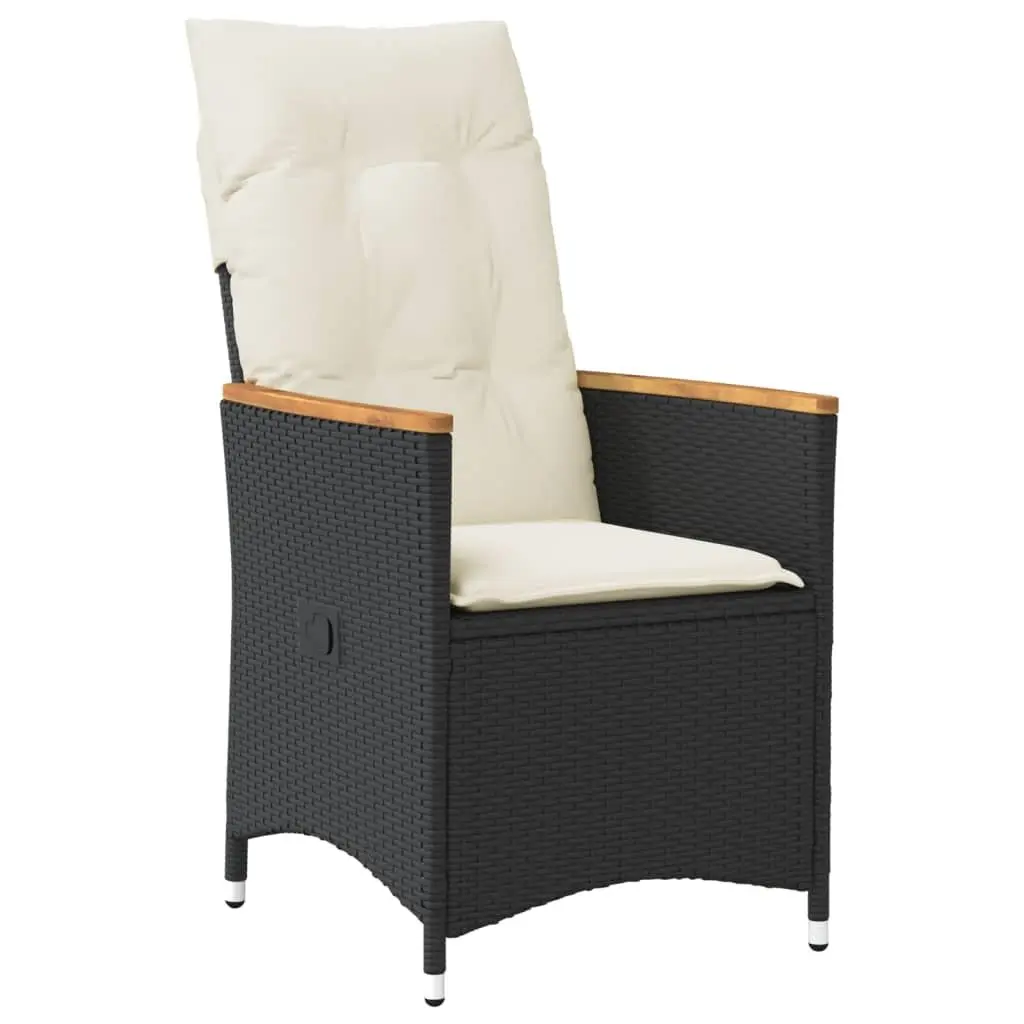 Reclining Garden Chairs Black 2pcs Adjustable Backrest Padded Cushions