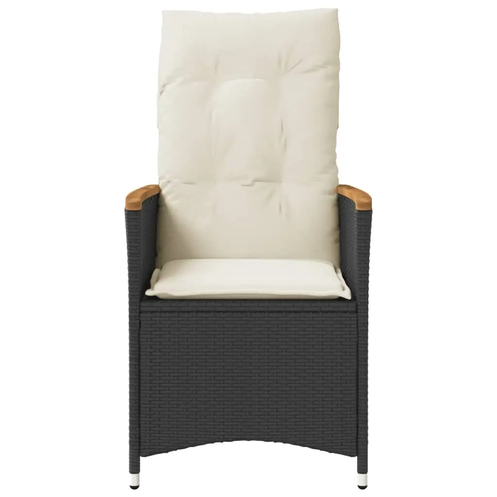 Reclining Garden Chairs Black 2pcs Adjustable Backrest Padded Cushions