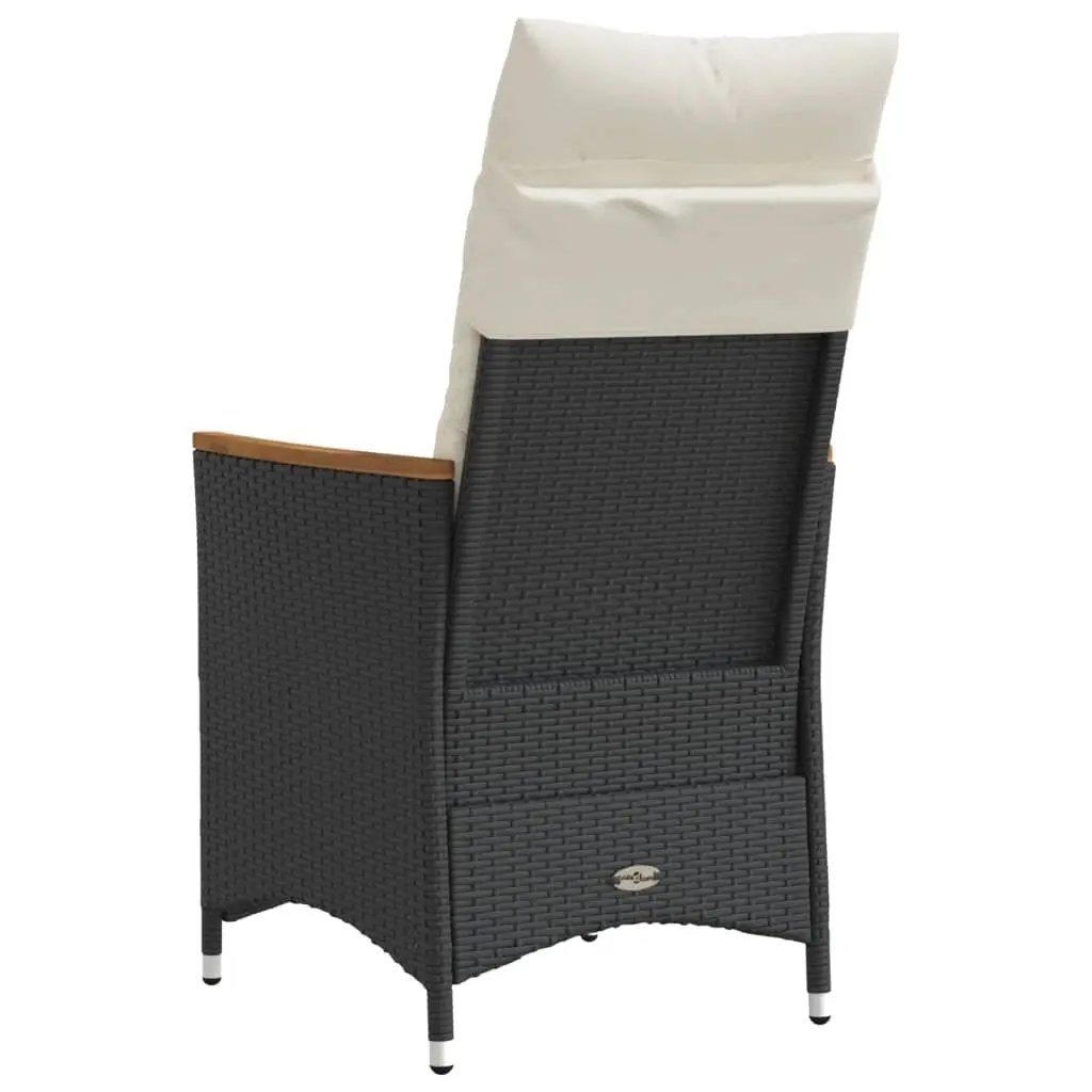 Reclining Garden Chairs Black 2pcs Adjustable Backrest Padded Cushions