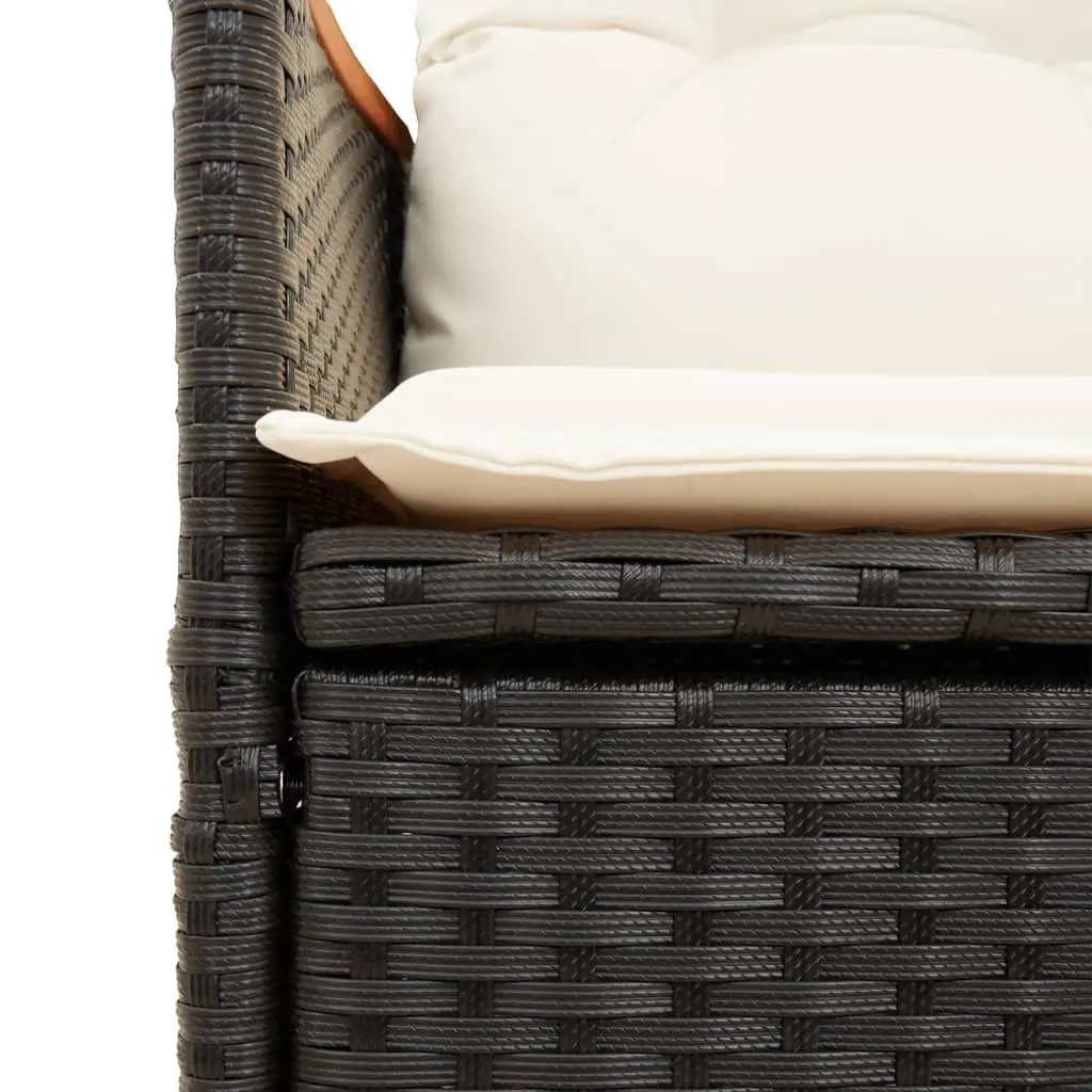 Reclining Garden Chairs Black 2pcs Adjustable Backrest Padded Cushions