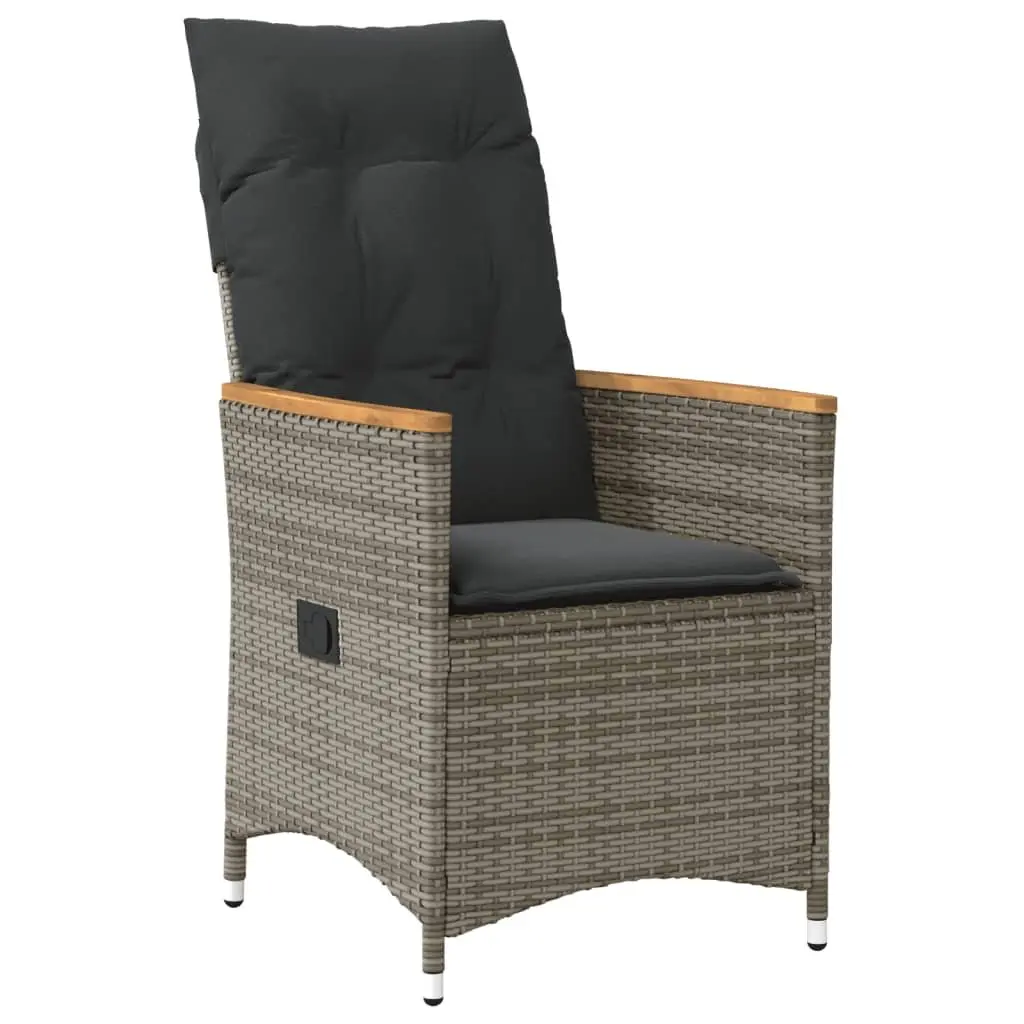 Outdoor Reclining Garden Chairs Grey 2pcs Adjustable Backrests with Cushions