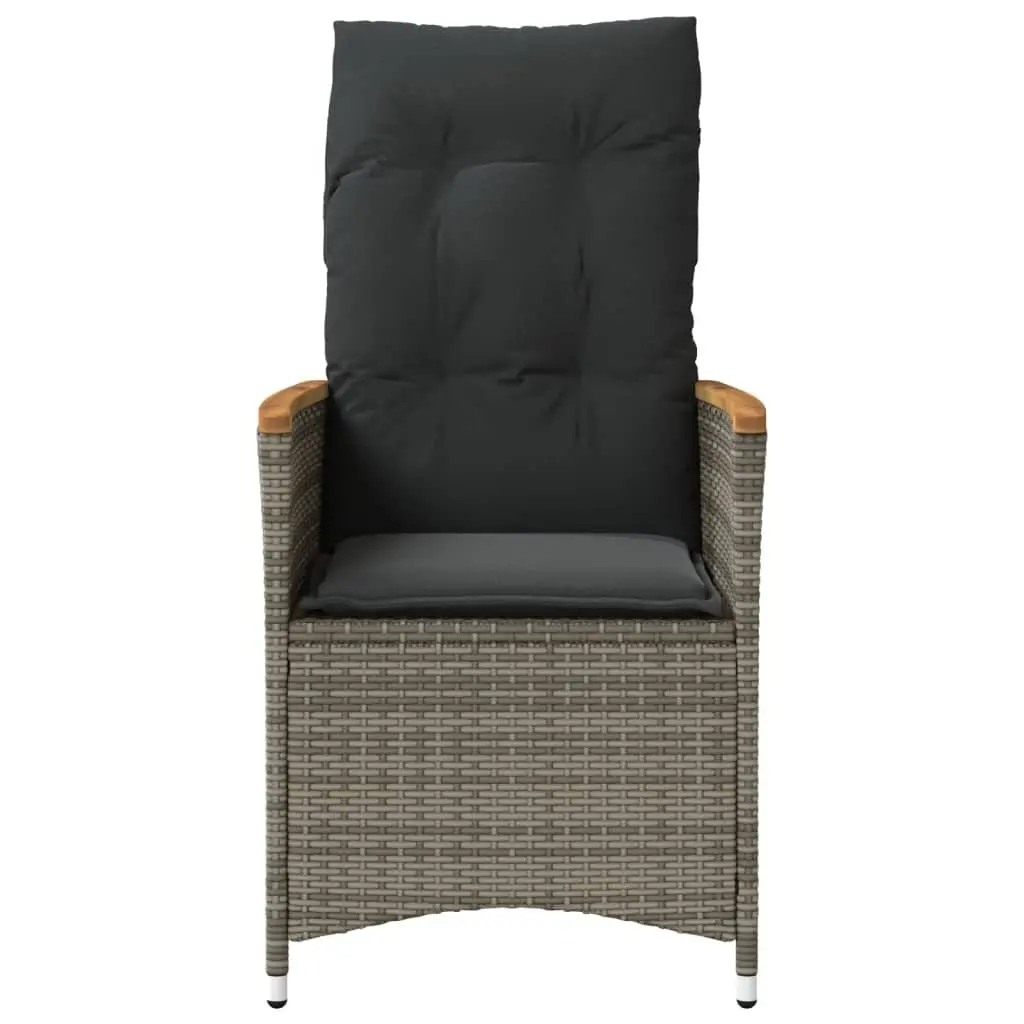 Outdoor Reclining Garden Chairs Grey 2pcs Adjustable Backrests with Cushions