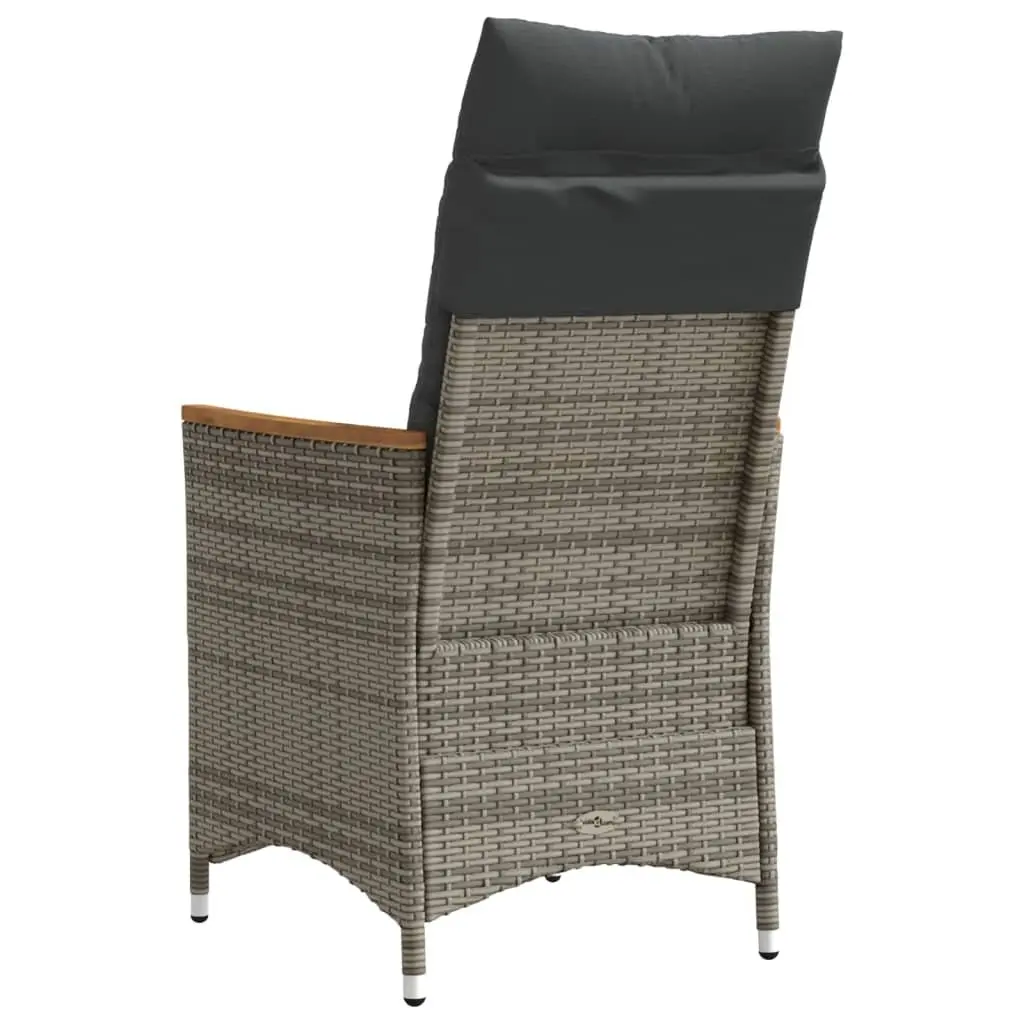 Outdoor Reclining Garden Chairs Grey 2pcs Adjustable Backrests with Cushions