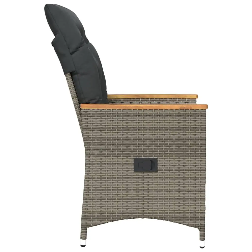 Outdoor Reclining Garden Chairs Grey 2pcs Adjustable Backrests with Cushions