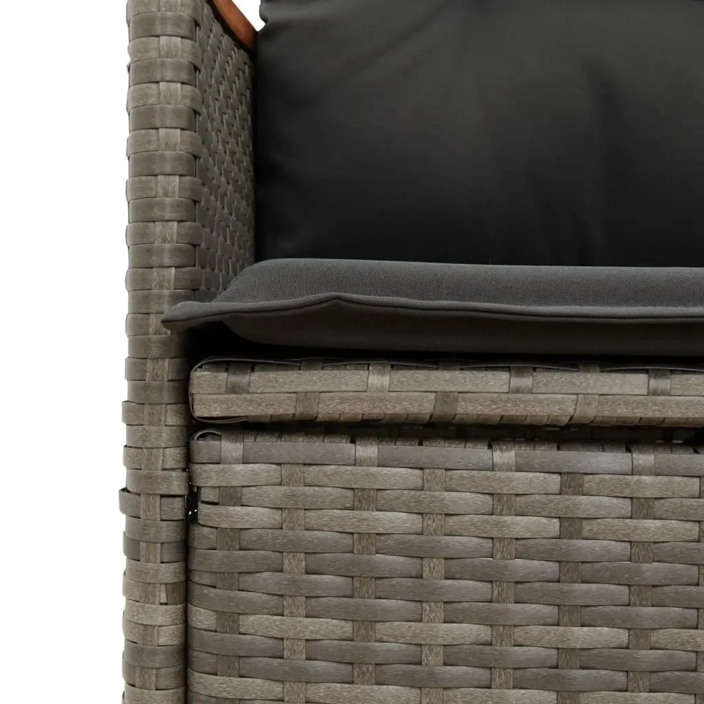 Outdoor Reclining Garden Chairs Grey 2pcs Adjustable Backrests with Cushions