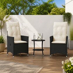 Outdoor Bistro Set 3 Piece Garden Furniture Patio Chairs Table with Cushions