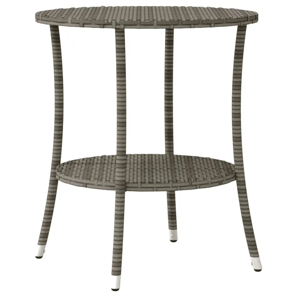 3 Piece Bistro Set Grey PE Rattan Adjustable Backrest Outdoor Furniture