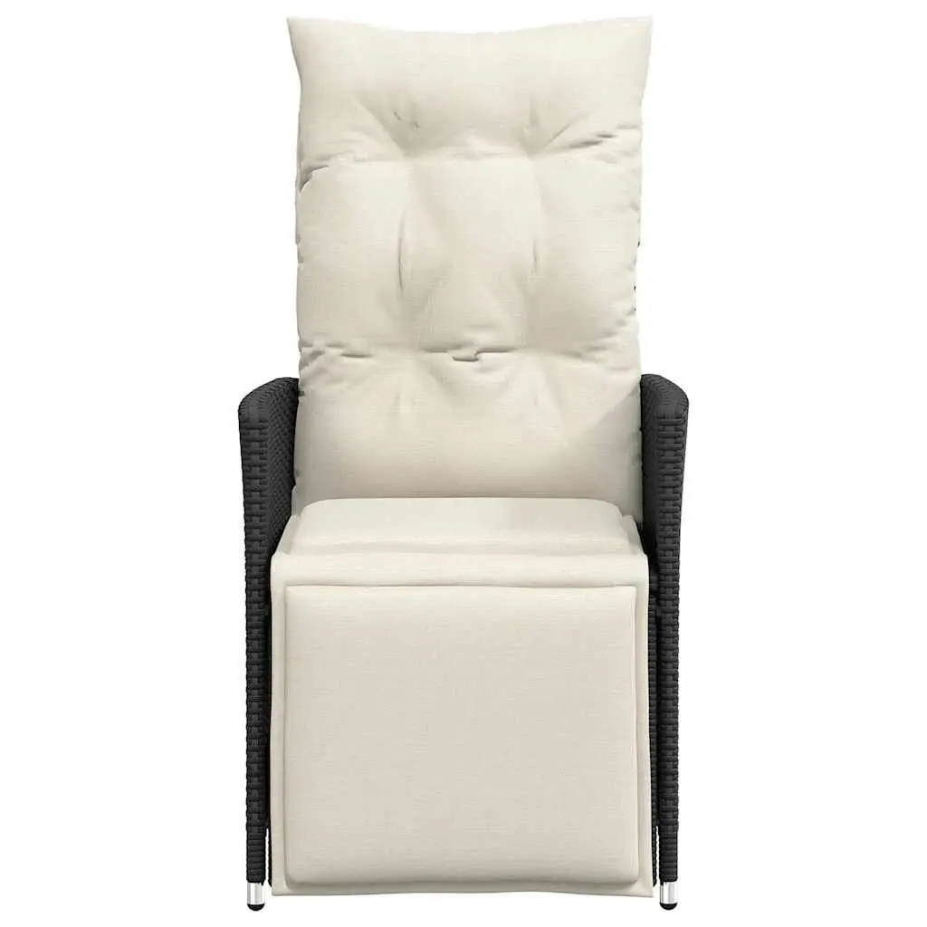 Reclining Garden Chair Black Adjustable Backrest Footrest Padded Cushions