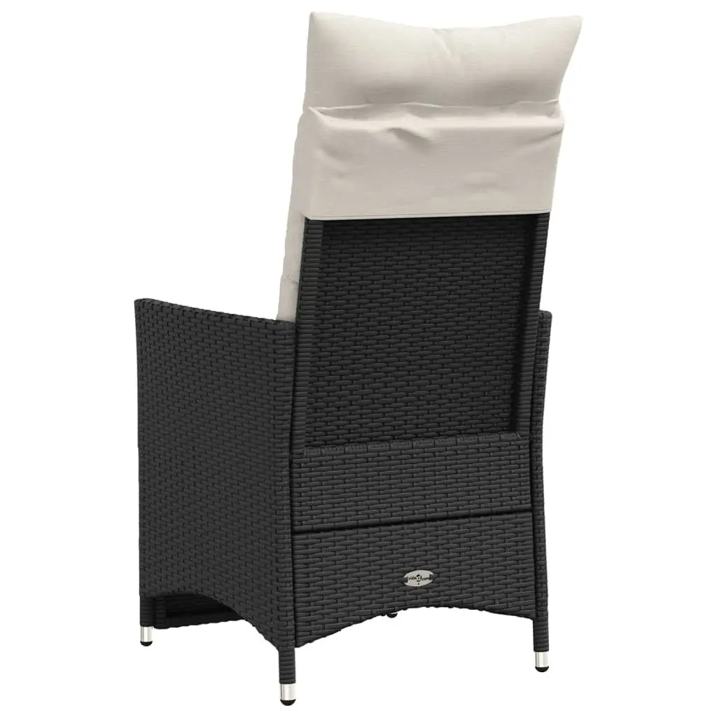 Reclining Garden Chair Black Adjustable Backrest Footrest Padded Cushions
