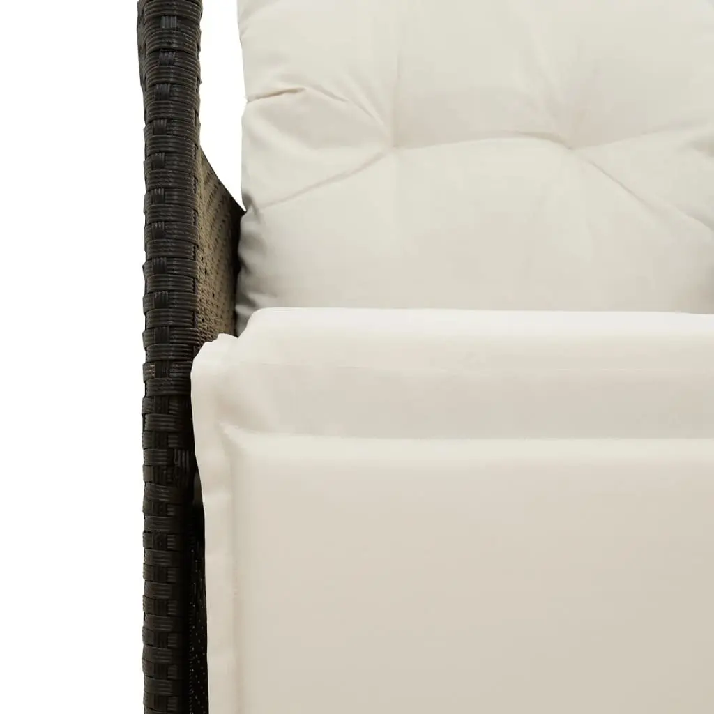 Reclining Garden Chair Black Adjustable Backrest Footrest Padded Cushions