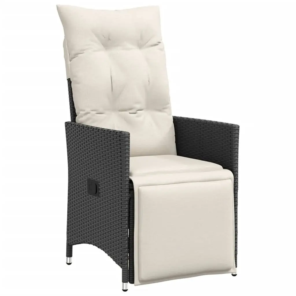 Reclining Garden Chairs Black 2 pcs Adjustable Backrest Footrest with Cushions