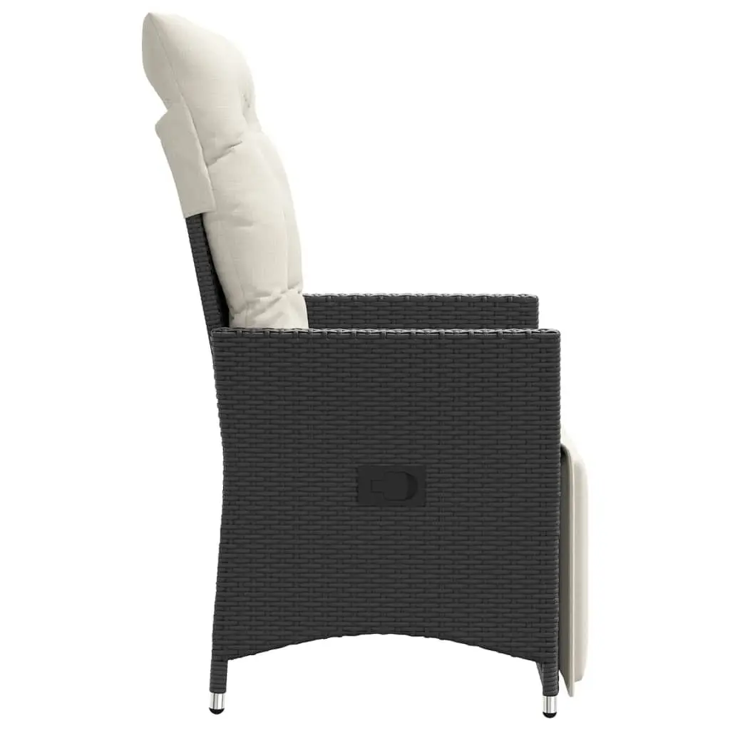 Reclining Garden Chairs Black 2 pcs Adjustable Backrest Footrest with Cushions