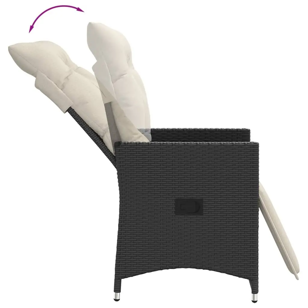 Reclining Garden Chairs Black 2 pcs Adjustable Backrest Footrest with Cushions